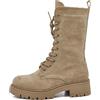 IF Anfibi Donna Alti Militari Combat Biker, Stivali Stringati con Zip Laterale, Suola Carrarmato Chunky, Effetto Scamosciato 733