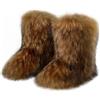 Ulalaza Stivali delle donne Fluffy Fuzzy Furry Snow Boots Inverno Mid Calf Snow Boots Scamosciata Pelliccia Calda Foderata Stivali Piatti Casual Moda