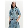 Desigual, giacca di jeans stampata, Donna, Cotone, Blu, L