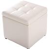 GIANTEX Pouf Cubo Poggiapiedi, Sgabello Quadrato Contenitore, Ottomana con Coperchio, con Vano Portaoggetti, Piedini Antiscivolo, Portata di 300 kg, 40 x 40 x 40 cm, Nero/Marrone/Bianco