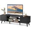 WLIVE Mobile TV Nero, 160 x 40 x 47 cm, Porta TV con 2 Ante e 2 Vani Aperti, Mobile TV per Soggiorno, Sala da Pranzo e Camera da Letto, Nero