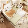 Trdlpyn Divano Letto 90x190cm con letto Estraibile 90x190cm, Letto Imbottito Lino con Rete a Doghe, Senza Materasso, Beige