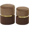Beliani Set di 2 Pouf Contenitore Imbottiti in Poliestere Marrone Chiaro e Scuro