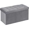 Bonlife Pouf Contenitore Velluto Poggiapiedi Camera da Letto Quadrato Cassapanca Bambini Sgabello di Stoccaggio Comodino Salvaspazio 80x40x40cm Grigio