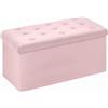 Bonlife Pouf Contenitore Velluto Poggiapiedi Camera da Letto Quadrato Cassapanca Bambini Sgabello di Stoccaggio Comodino Salvaspazio 80x40x40cm Rosa