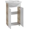 Deftrans Domodomo - Armadietto da bagno con lavandino, 85 x 55 x 42 cm, colonna elegante set con lavabo in ceramica, mobile con lavabo
