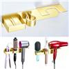 YYBO Porta Phone Bagno da Muro, 3 in 1 Supporto per Asciugacapelli, Piastra Capelli, Ferro Arricciacapelli, Porta Phon e Piastra, Porta Asciugacapelli per Bagno Camera da Letto Barbiere (Oro)