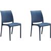 HOUSE COLLECTION , SEDIE VOLGA, SENZA BRACCIOLI, IN POLIPROPILENE, BLU MIAMI, DESIGN IMPILABILE, (BCA172x2)