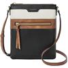 CHOLISS - Borse a tracolla da donna, mini dimensioni, tasche con cerniera, borsa per cellulare, borsa a tracolla in pelle vegana, nero con marrone e bianco, taglia S