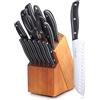 Aoresac Coltelli da Cucina Set, 15 Pezzi Ceppo Coltelli Professionali con Ceppo Blocco in Legno,in Acciaio Inossidabile,Chef Cutters Set Manico in ABS Full Tang Set Premium