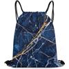 Morbuy Motivo Marmorizzato Sacca Sportiva Zaino a Sacco (Blu navy) | Stampa Zaino Traspirante con Coulisse Sportivo Leggero Traspirante per Palestra, Scuola, Viaggi, Uomo Donna Unisex