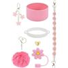 Generic Accessori per Bottiglia di Acqua Tazza Cinghia Portachiavi Fascino Silicone | Collana con ciondolo a forma di fiore in peluche, per ragazze, donne, adolescenti, giovani e adulti