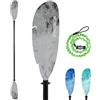HIKULA Angler - Pagaia per kayak con asta in alluminio e lama in plastica, regolabile in 3 pezzi, pagaia galleggiante doppia per pesca in kayak, 230-250 cm, grigio