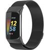 Wigento Cinturino in rete per Fitbit Charge 6/5, con chiusura magnetica, colore nero