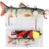 HADORAM 'Robotic Swimming Fishing Bait Electric Lures 3.5'' USB Rechargeable LED Light Wobbler 4-Segement Multi Jointed Swimbait Hard Lures Fishing Tackle'