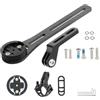 Belnotelt Supporto per computer da bici in fibra di carbonio con luce | Supporto per Garmin per Bryton GPS, estensore anteriore per manubrio MTB da strada con 2 fori per le viti