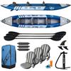 AIRGLISS ZRAY Crossover Indigo Kayak Gonfiabile 3 Posti, Fondo Drop Stitch Ad Alta Pressione, Carico Max. 271 kg, 3 pagaie, 3 sedili, pompa ad alta pressione, borsa per il trasporto e kit di riparazione