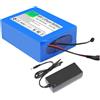 WSDAV Batteria al Litio Ricaricabile da 48 V con Caricabatterie | Batteria di ricambio da 48 V, pacco batteria al litio, guscio in PVC blu, connettore: DC+T