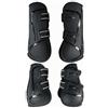 Qectial 4 Pezzi Stinchiere per Antiurto | Regolabili, Traspirante, Stinchi per Tendini Cavalli, Salto Ostacoli, Equitazione, Nero, XL
