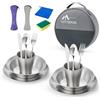 THTYBROS Kit campeggio acciaio inox 1-4 persone, set pentole stoviglie piatti ciotole tazze posate con borsa trasporto, per trekking escursionismo picnic