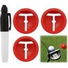 Xunzhi Confezione da 3 marcatori per palline da golf con penna, stencil per allineamento palline da golf e fodera per palline da golf per mettere di precisione, accessori per marcatore di palline da golf