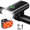Babacom 1200LM Luci Bicicletta LED Alluminio con Spot+Flood e 5+6 Modalità | IP65 Impermeabile Luce Bici Anteriore e Posteriore Ricaricabili, Lunga Autonomia e Indicatore Batteria, per Bici/E-bike/MTB