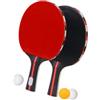 Totority Set Racchette da Ping Pong Palline, Doppia Gomma Rossa | Legno e Gomma, Due Racchette e Tre Palline Incluse, per Pratica in Coppia e Uso Amatoriale