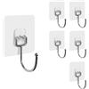 Hushtong Ganci autoadesivi, ganci da parete resistenti 20 kg (massimo), forte trasparente e senza chiodi per cucina, casa e ufficio, confezione da 6