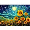 EOBROMD 5D Diamond Painting Kit Completo Girasole, Cielo Stellato Pittura Diamante FAI DA TE, Paesaggio Diamond Painting Adulti, Strass Ricamo a Punto Croce Painting per Decorazione Casa 30x40cm