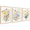 HALFLEMART 3Pcs Stampa su Tela Con Cornice Bouquet di Fiori Colorati Pittura Quadri su Tela Fiori di Campo Gialli Bianchi Margherite Quadri Moderni Soggiorno Camera da Letto 30x40cm x3pcs (Senza Plexiglass)