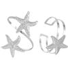 Gaodercha 2 braccialetti in argento a forma di stella marina e conchiglia, stile bohémien, per l'estate, spiaggia, mare, corallo, braccialetto regolabile con stelle marine, conchiglie, gioielli da