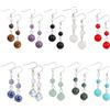SUPERFINDINGS 10 Colori Orecchini di Perline di Pietra Naturale Colorata Chakra Cristallo Rotondo Orecchini Pendenti con Pietre Preziose Orecchino Leggero Reiki Pendenti Gioielli Ispiratori Regali