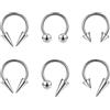 ZS 16G Spiked Ferro di Cavallo Septum Anello, Acciaio Inossidabile Daith Orecchini Labbro Piercing, Capezzolo Helix Rook Piercing Gioielli per Donna Uomo