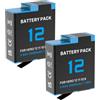 FLSTOR 2 batterie di ricambio da 2000 mAh per GoPro Hero 9/10/11/12 nero | Sostituisce batteria modello AHDBT-901D, non originale