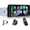 Hikity Autoradio 1 Din con Schermo da 6,9 Pollici Wireless CarPlay | Wireless CarPlay Android Auto,Stereo Auto 1 DIN con USB-C & USB Radio FM BT SWC Mirror Link Telecamera di Retromarcia