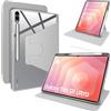 Lemxiee Cover per Samsung Galaxy Tab S12 Ultra & Tab S11 Ultra 14.6 Case per supporto rotante & Slot per penna Custodia in pelle PU + Acrilico trasparente