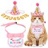 Cobee Set di 2 cappelli per compleanno con gatti, con numeri, per cani di piccola taglia e gatti, accessori decorativi per feste (rosa)