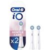 Oral-B iO Gentle Care Testine Spazzolino Elettrico, Confezione da 2 Testine di Ricambio Bianche, Pulizia Delicata ed Efficace di Gengive e Denti Sensibili