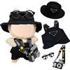 Carreuty 4 vestiti neri per bambole da 17 cm, set di accessori per bambole con bretelle regolabili, cappello, occhiali, vecchia fotocamera, bambola non inclusa nella confezione