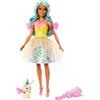 Barbie Un Tocco di Magia - Teresa, bambola con outfit fantasy e accessori per lo styling, cucciolo e guinzazglio inclusi, giocattolo per bambini, 3+ anni, JCW51