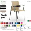 SEIPO FLAG SOFT FL0048N Sedia 4 gambe acciaio nero schienale seduta imbottita con braccioli e tavoletta SEIPO ECOPELLE D2