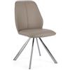 KONTE.DESIGN Set di 4 sedie MAXWELL similpelle tortora e gambe acciaio cromato