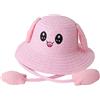 kowaku Cappello di paglia Cappellino Cappello da sole Protezione carina con orecchie Cappello da protezione solare in movimento Cappellino da