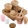 Fisher-Price - Set Pausa caffè in Legno, playset con 15 Pezzi in Legno tra Cui Tazze da caffè, Bevande da asporto, dolcetti, Biscotti e Marshmallow, Giocattolo per Bambini, 3+ Anni, HXT85