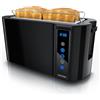 Arendo - Tostapane in acciaio inox a fessura lunga 4 fette - touch screen - doppia parete - supporto per panini - 7 gradi di doratura - centraggio del pane - visualizzazione tempo residuo - funzione