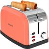Taurus - Tostapane Vintage II Coral 950W | 2 Fessure 135x35mm | 7 Livelli | 3 Funzioni | Inox | Centratura automatica | Raccoglibriciole | Sollevamento extra | Avvolgicavo | Corallo