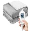 MalTec Coperta elettrica 180x130cm peluche 3 impostazioni di calore 120W protezione anti-surriscaldamento bifacciale timer di spegnimento automatico lavabile grigio