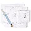Interbaby Set 3 pezzi - Lenzuolo lettini con portaciuccio in mussola Koala bianco y blu