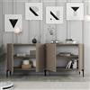 Dmora Credenza Intan 180x35x79h cm Grigio Tortora 2 Ripiani 4 Vani, Madia 4 Ante
