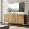 Dmora Credenza Circini 180x45x81h cm Marrone Noce 2 Ripiani Apertura Battente, Madia 4 Ante